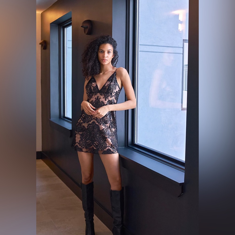 Free People Night Shimmer Sequin Mini Dress